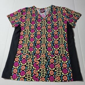 💚 Divine Scrubs JDM Uniform Womens Short‎ Sleeve Medical Scrub Top Size Small